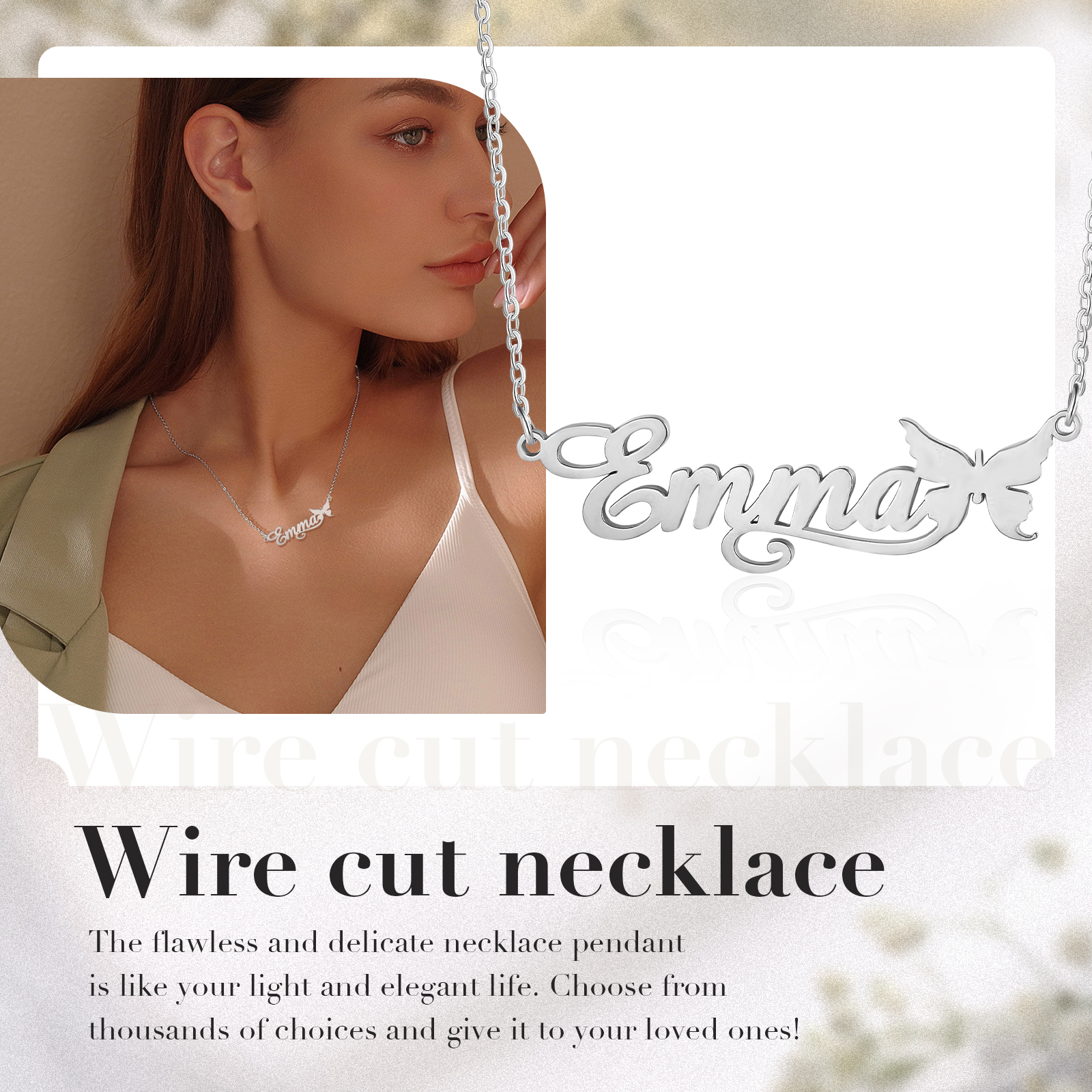 Butterfly Name Necklace Personalized One Name Necklaces Gift for Children