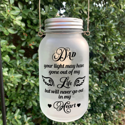 Memorial Mason Jar Night Light Never Go Out in My Heart Led Lamp