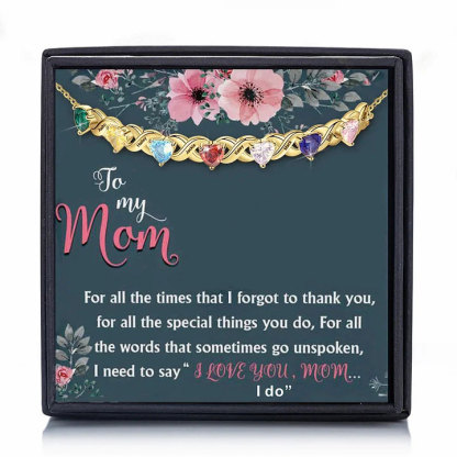 Family Custom Bracelet Heart Personalized with 7 Birthstones