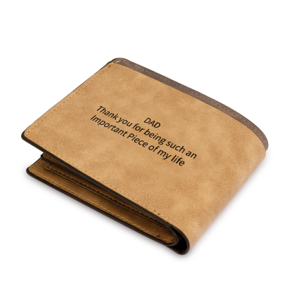 4 Names - Personalized Men Leather Wallet Custom Photo & Text & Name Folding Wallet Fist Bump Wallet Gift for Dad