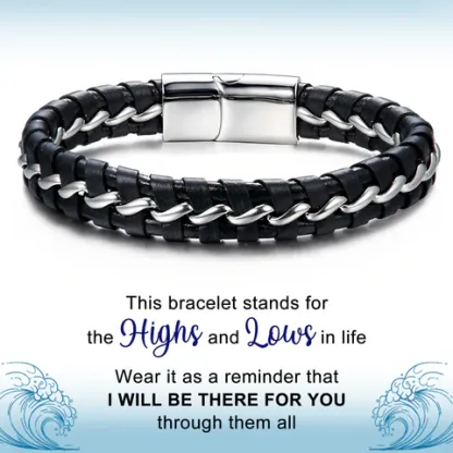 To My Son Leather Wave Bracelet Highs and Lows Bracelet Birthday Gift "I WILL BE THERE FOR YOU"