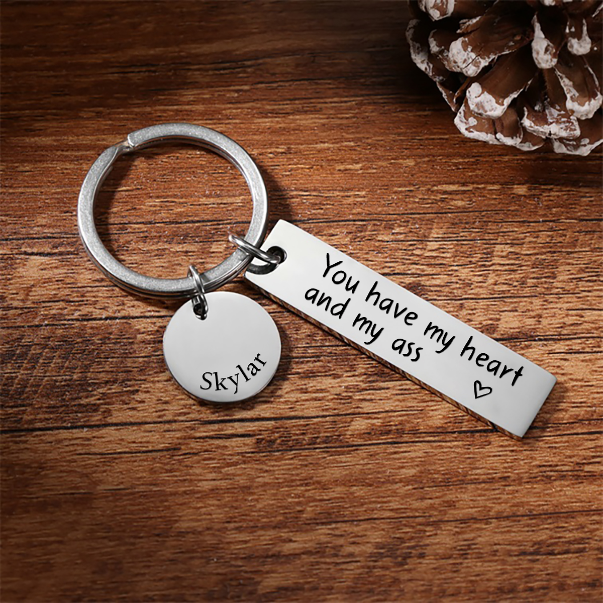 Personalized Couple Keychain Custom Name Keyring "You Have My Heart And My Ass" Valentine's Day Gifts for Couples