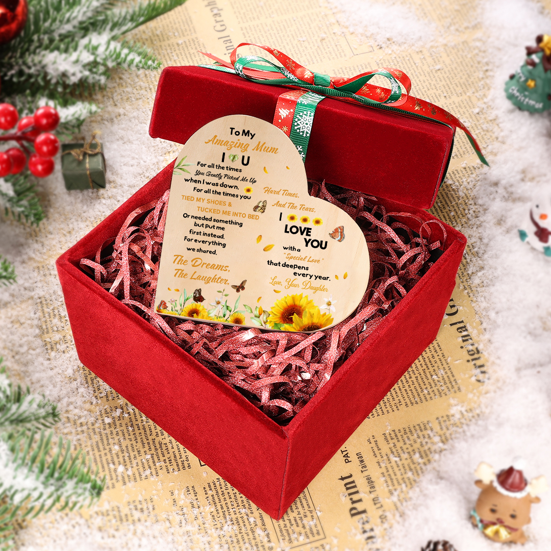 To My Mum - Wooden Heart Candle Holder Flower Candlesticks "picked me up" Gifts For Mother