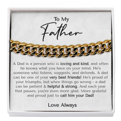 To My Father Cuban Chain Bracelet Stainless Steel Bracelet Set