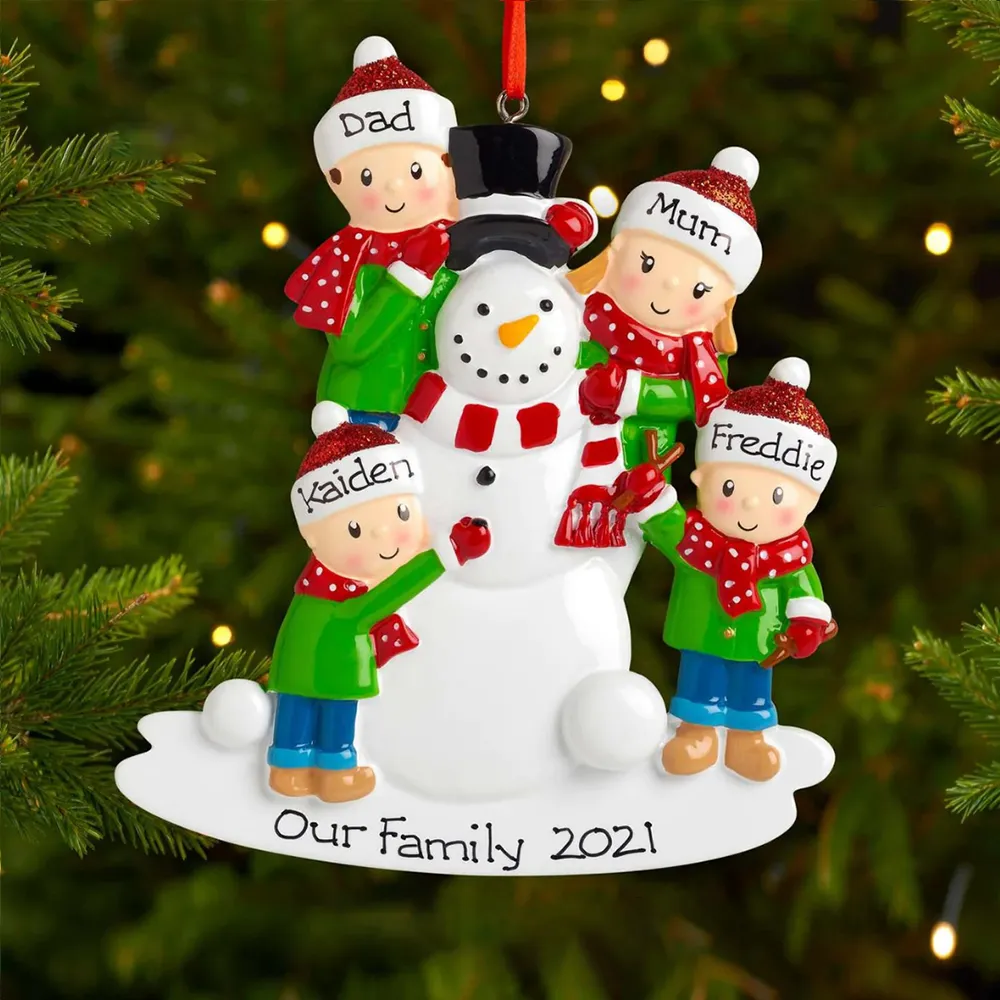 Personalized Family Christmas Ornament Custom 5 Names Hanging Ornament Gifts For Family