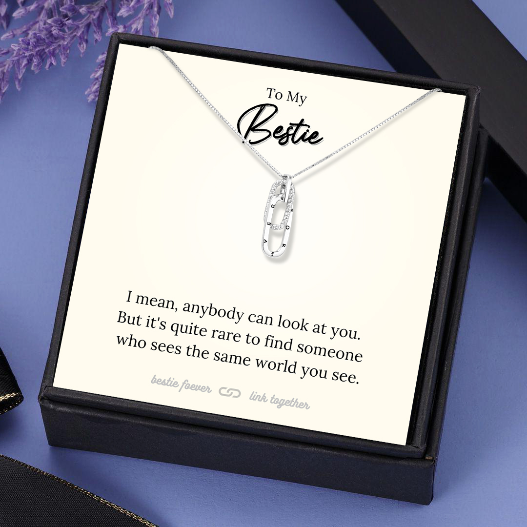 To My Bestie Forever Linked Together Necklace in Silver