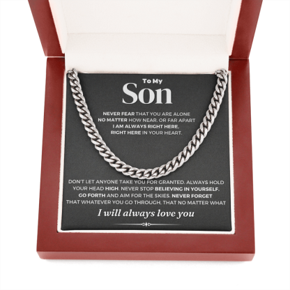 To My Son Cuban Link Chain Necklace Gift Set "I Will Always Love You"
