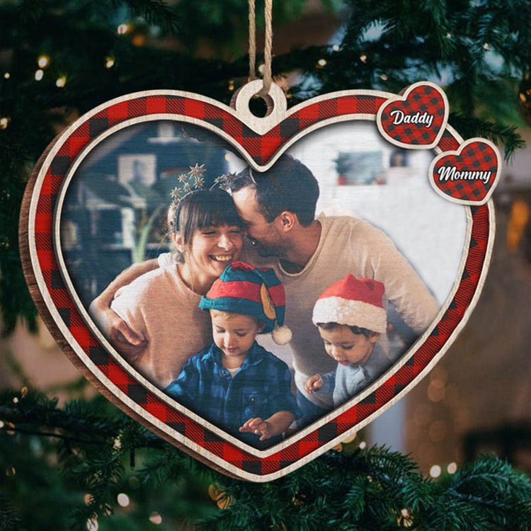 Personalized Family Heart Christmas Ornament Custom 2 Names Hanging Ornament Gifts For Family