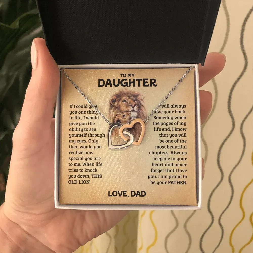 To My Daughter From Dad S925 Interlocking Heart Necklace