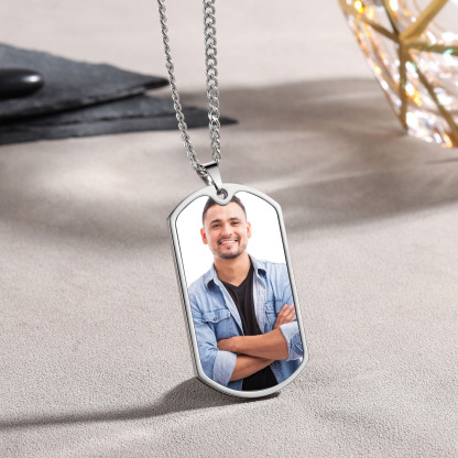 O'Fishally The Best Dad Necklace Custom Photo Dog Tag Necklace with 1 Fishing Hook