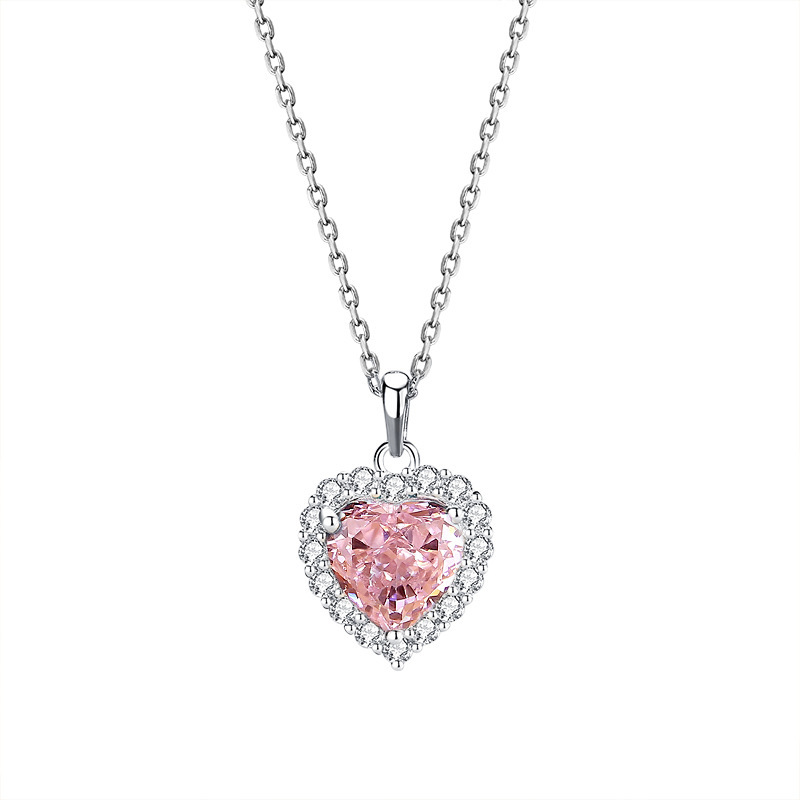 Personalized 925 Silver Heart Charm Necklace Custom Birthstone Necklace Birthday Gifts For Her