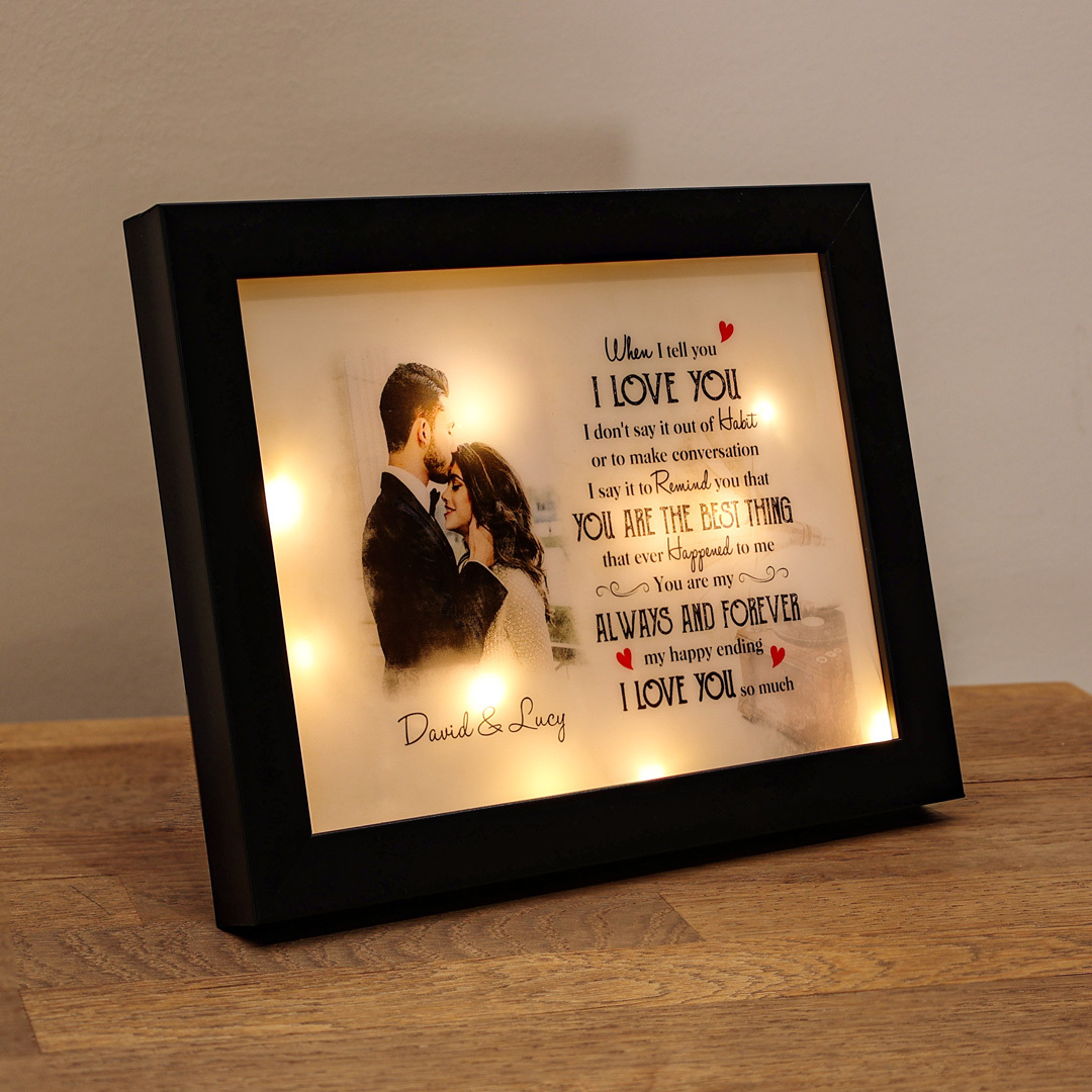 Personalized Photo Frame I Love You LED Light Shadow Box Couple Gifts