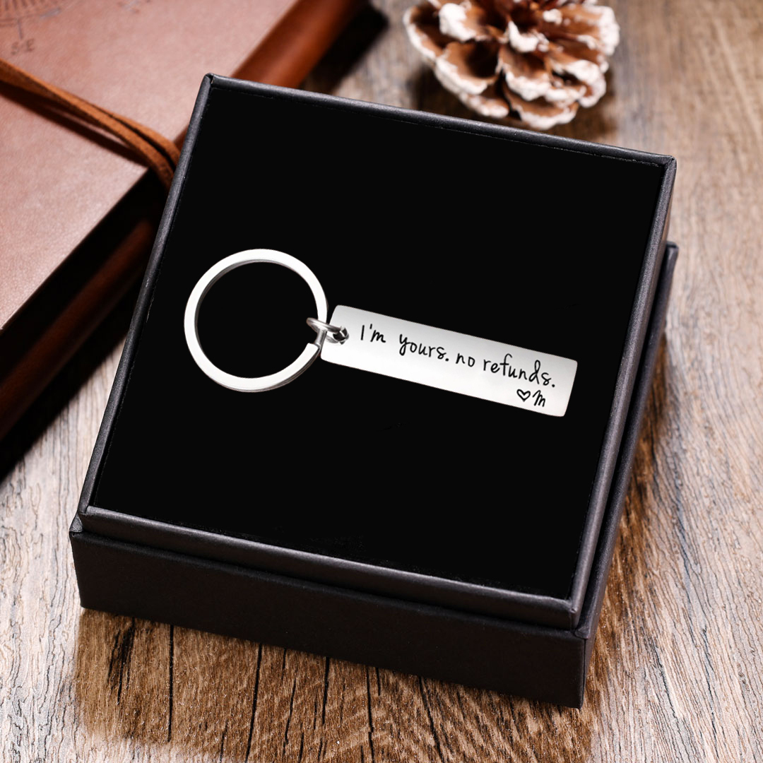 Funny Couple Keychain Personalized Initial Key Rings I'm yours. no refunds Funny Gift for Couple