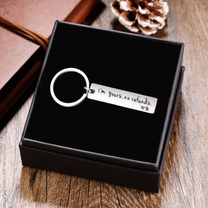 Funny Couple Keychain Personalized Initial Key Rings I'm yours. no refunds Funny Gift for Couple