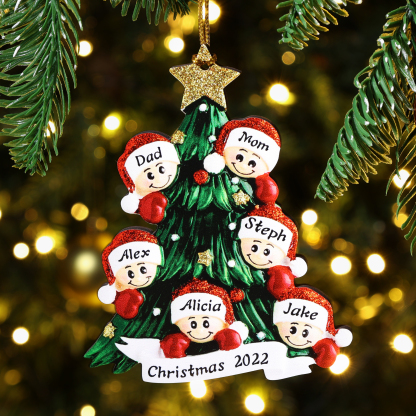 Personalized Family Christmas Ornament Custom 7 Names Hanging Ornament Gifts For Family