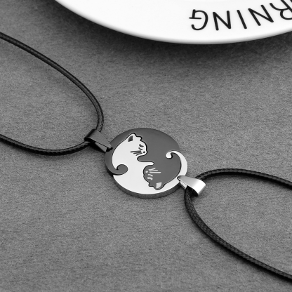 Black and White Cat Keychain Matching Keychain Gifts for Couple