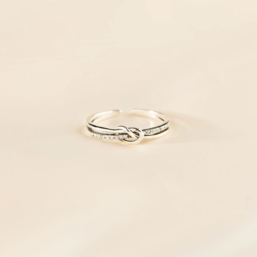 Mother and Daughter S925 Double Band Knot Ring Set Warm Gifts