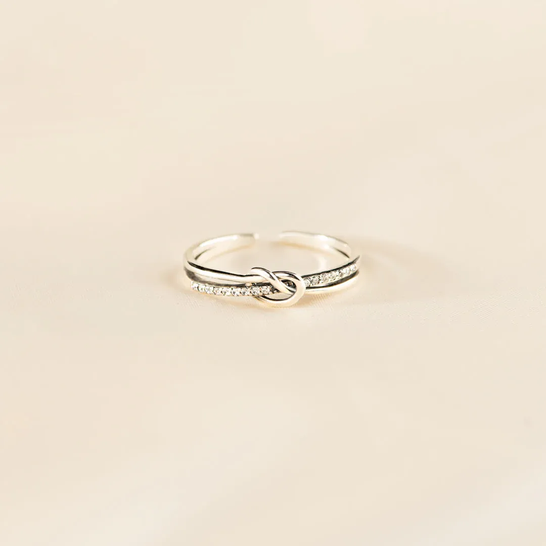 Mother and Daughter S925 Double Band Knot Ring Set Warm Gifts