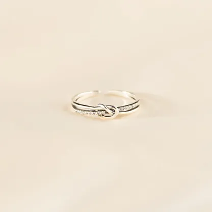 Mother and Daughter S925 Double Band Knot Ring Set Warm Gifts