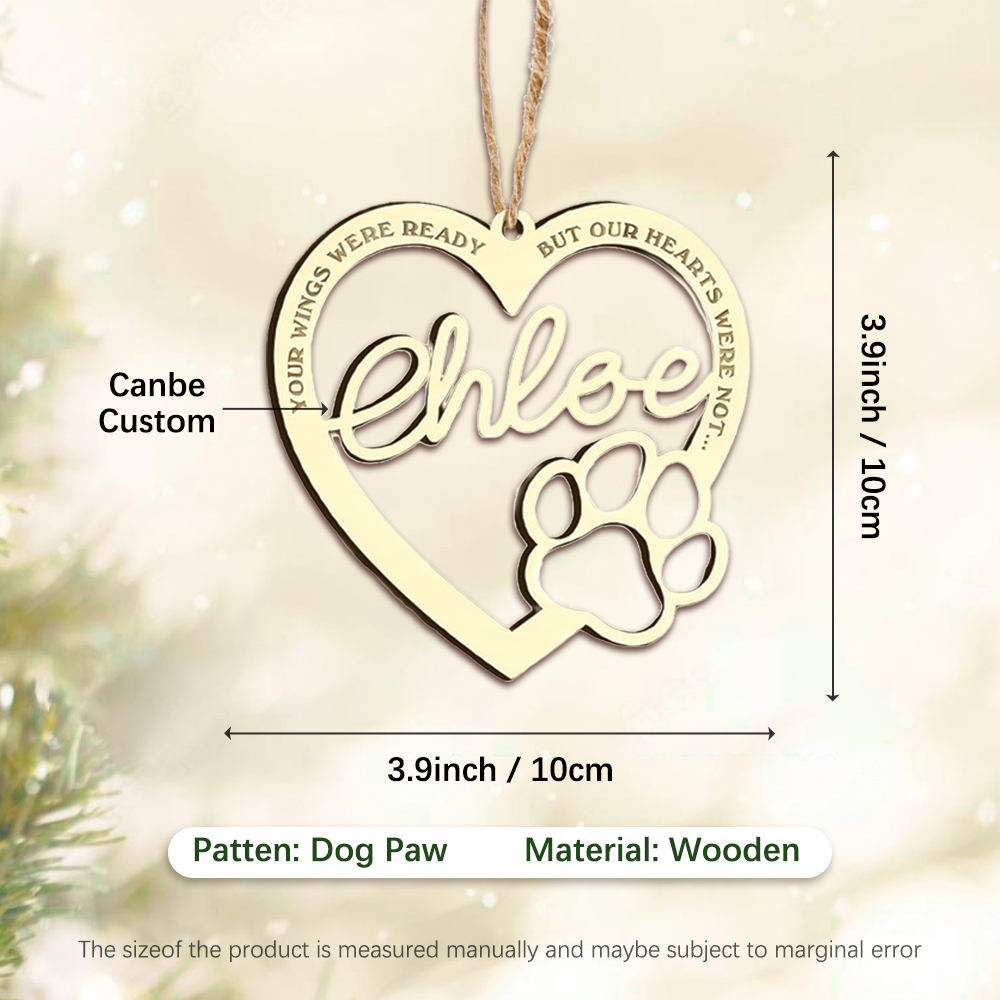 Heart Pet Paw Ornament Personalized Name Memorial Ornament