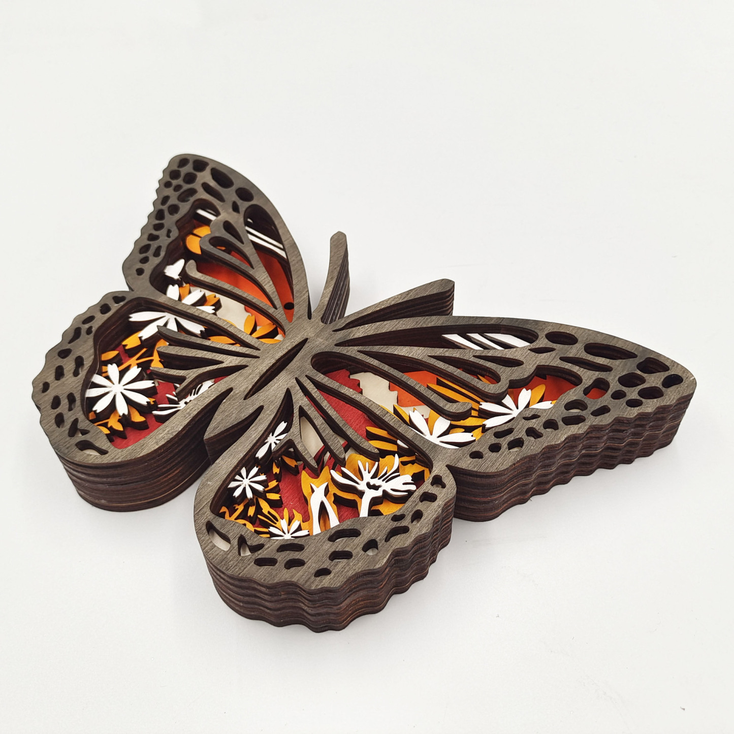 Butterfly Totem Wooden Home Decoration 3D Carving Flower Insect Night Light