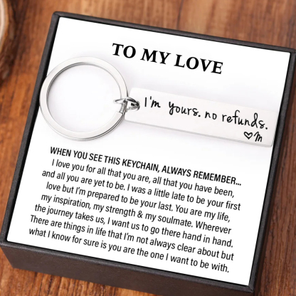 Funny Couple Keychain Personalized Initial Key Rings I'm yours. no refunds Funny Gift for Couple