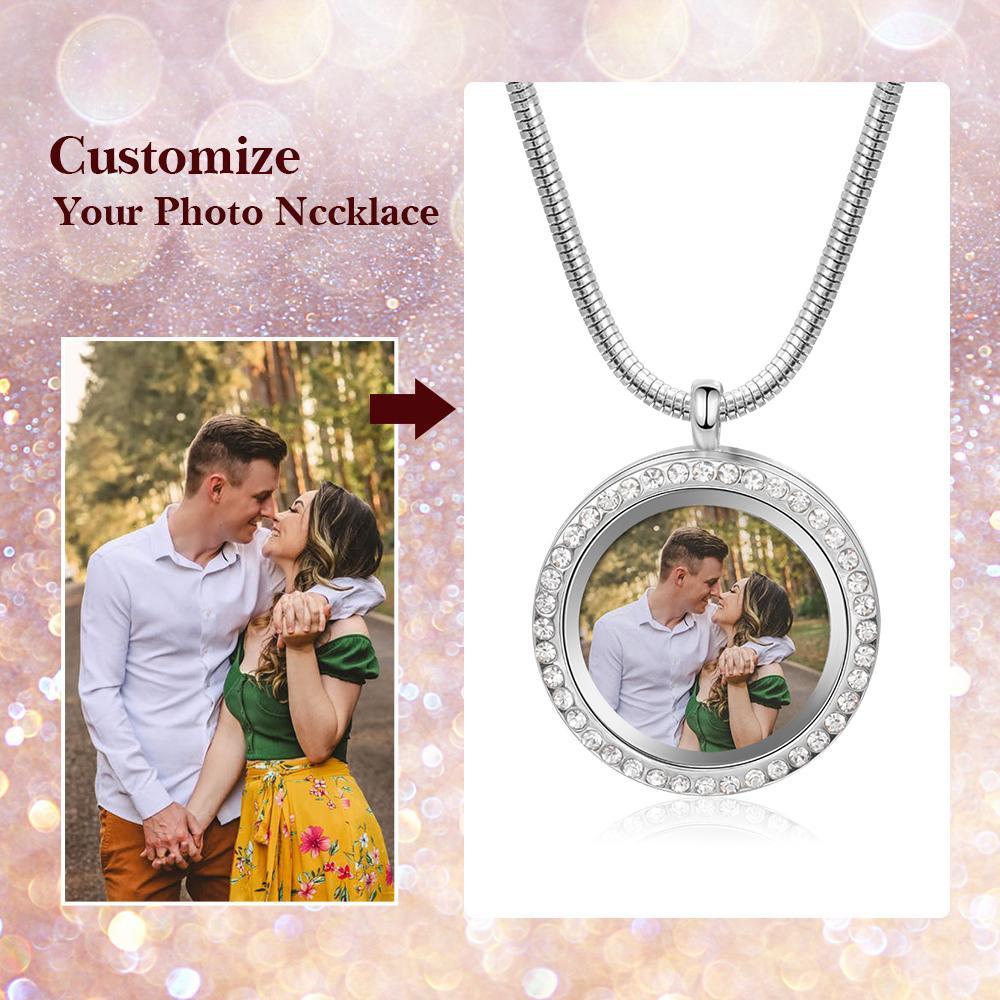 Custom Photo Locket Necklace Pendant  with Engraving Personalized Gift