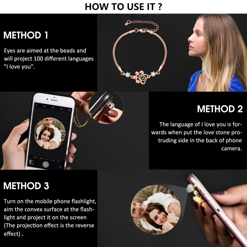 Paw Projection Bracelet Personalized Photo Bracelet Creative Gift for Her