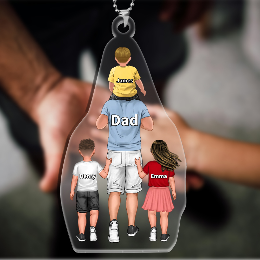 Personalized Family Hanging Ornament Custom 2–9 Names Keychain Acrylic Pendant Gift for Dad/Mom
