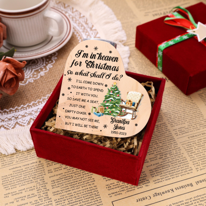 Personalized Wooden Candle Holder Heart-shaped Memorial Candlesticks Custom Name & Text Chair Candle Holder - I'm In Heaven For Christmas 