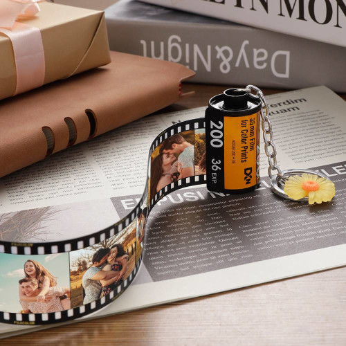 Personalized 15 Pictures Photo Keychain Personalized Film Camera Roll Multiphoto Colorful Romantic Gifts For Lovers