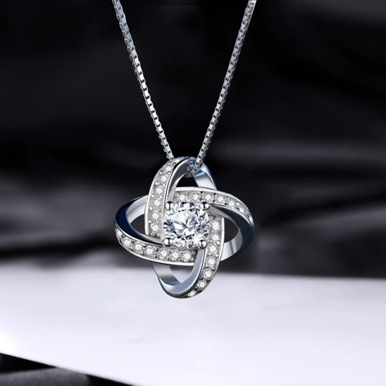 To My Daughter From Dad S925 Love Knot Necklace "Straighten Your Crown" Warm Gifts Dad To Daughter Mother's Day Gift Idea