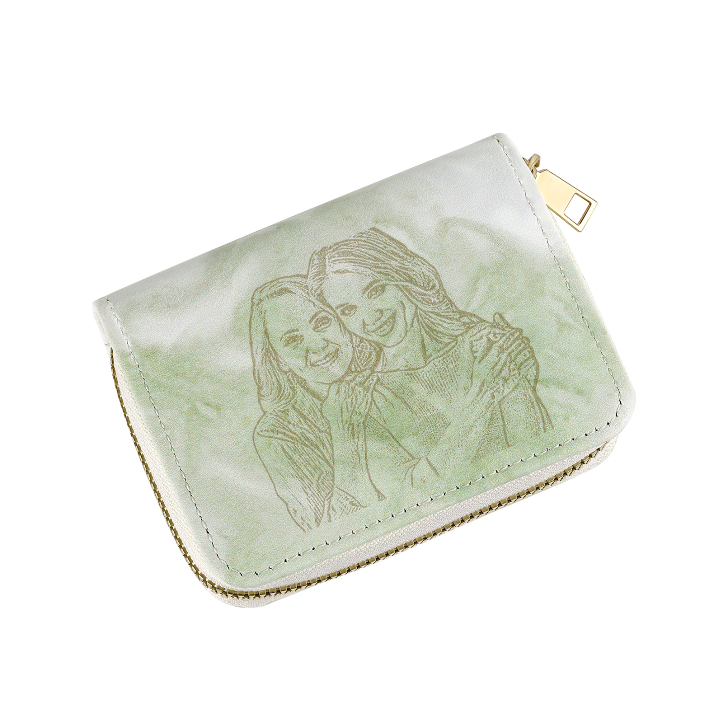 Personalized Women's Leather Wallet Custom Photo & Text Zipper Wallet Accordion Wallet Gift for Her