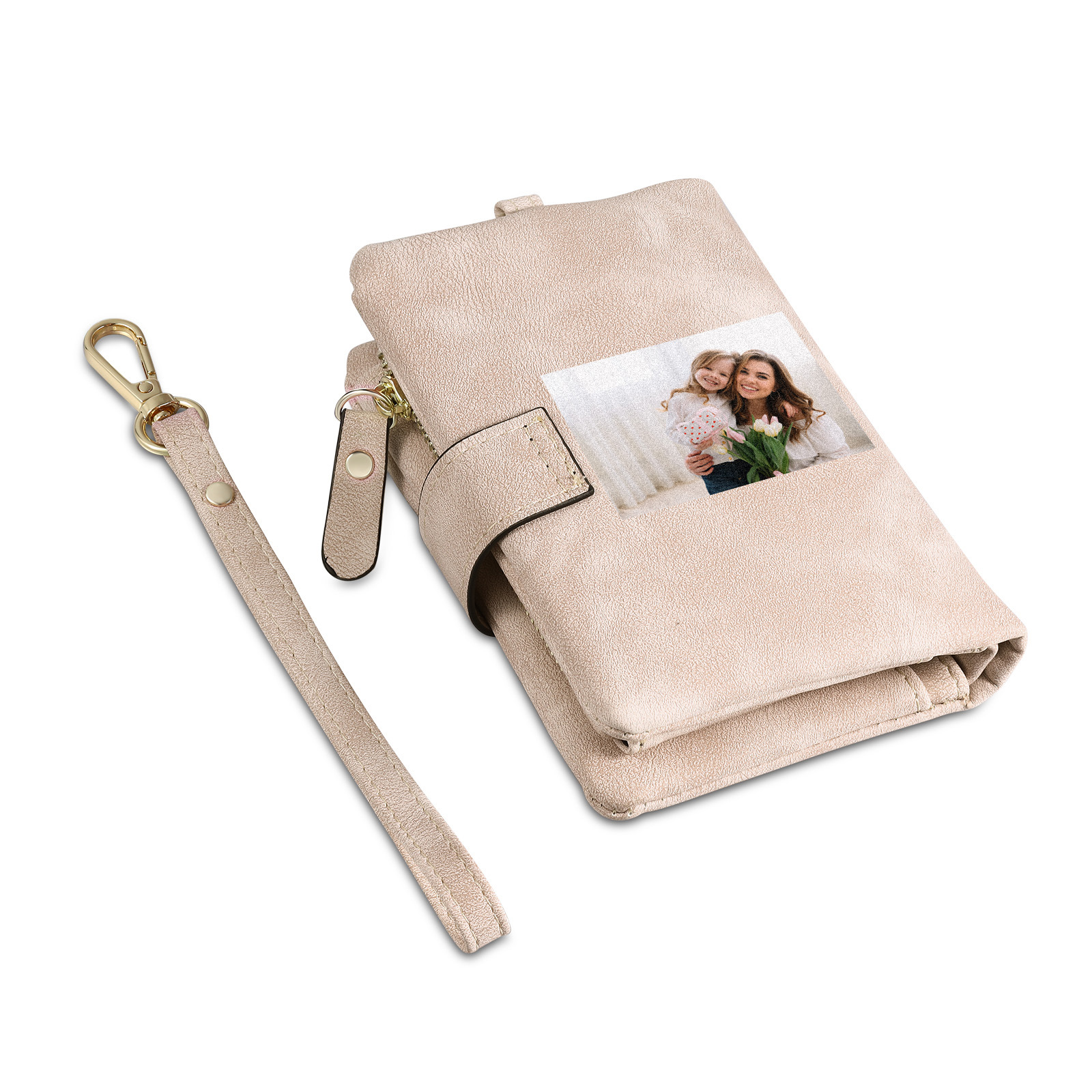 Personalized Women's Leather Wallet Custom Birthday Flower & Name & Photo Wallet Gift for Her