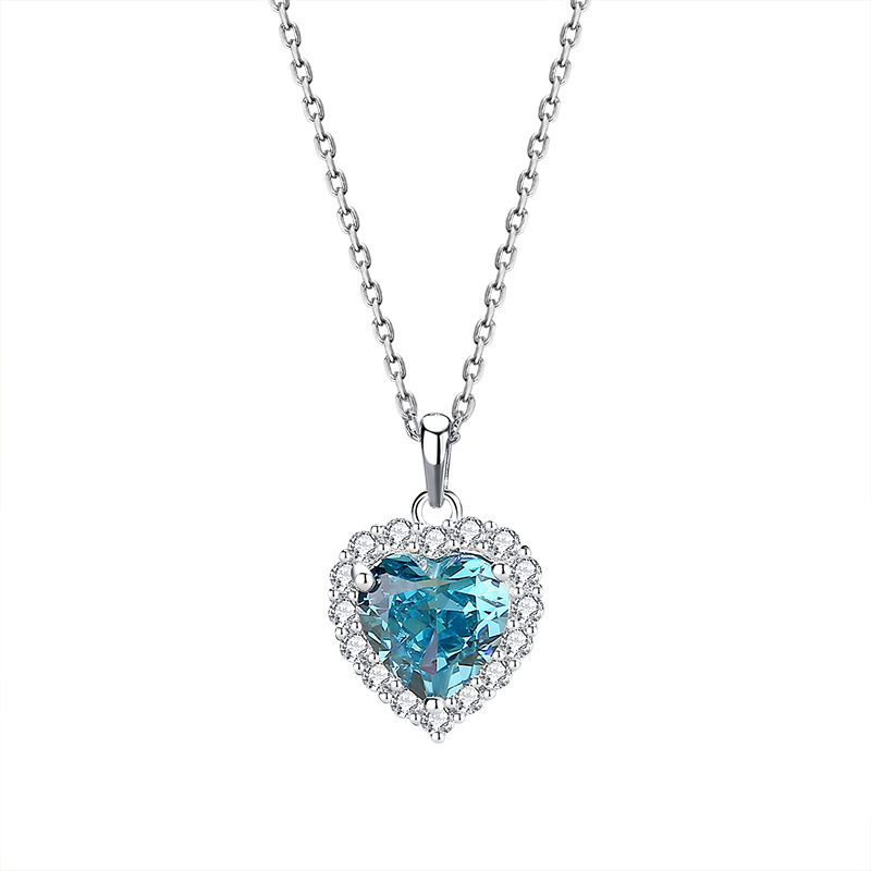 Personalized 925 Silver Heart Charm Necklace Custom Birthstone Necklace Birthday Gifts For Her