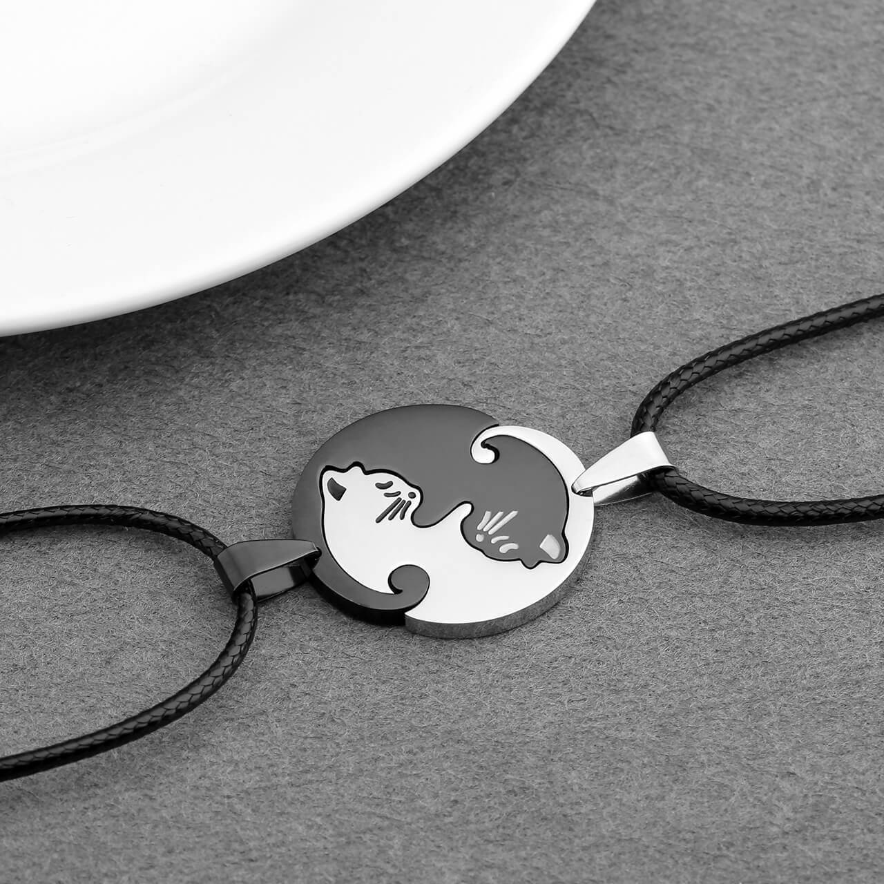 Black and White Cat Keychain Matching Keychain Gifts for Couple