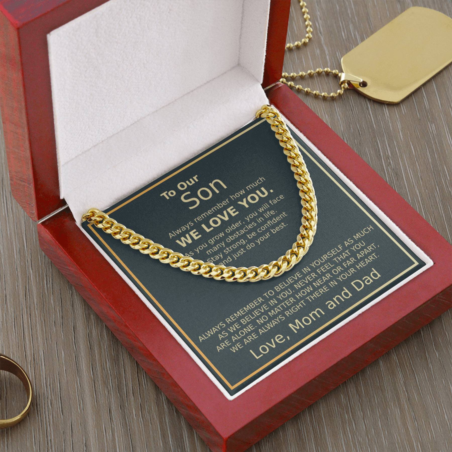 To Our Son Necklace Cuban Link Chain Necklace Gift Set - Always Remember How Much We Love You