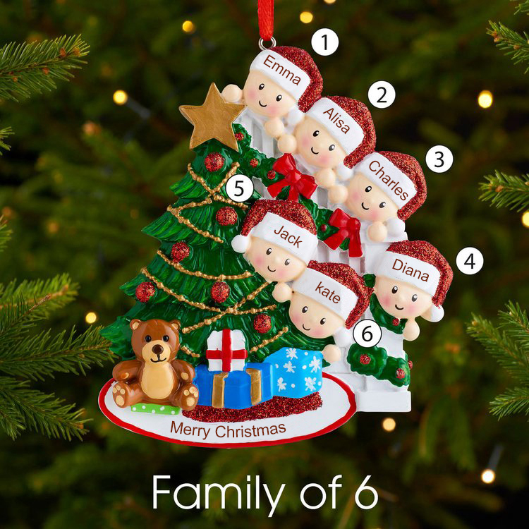 Personalized Family Christmas Ornament Custom 6 Names Hanging Ornament Gifts For Family