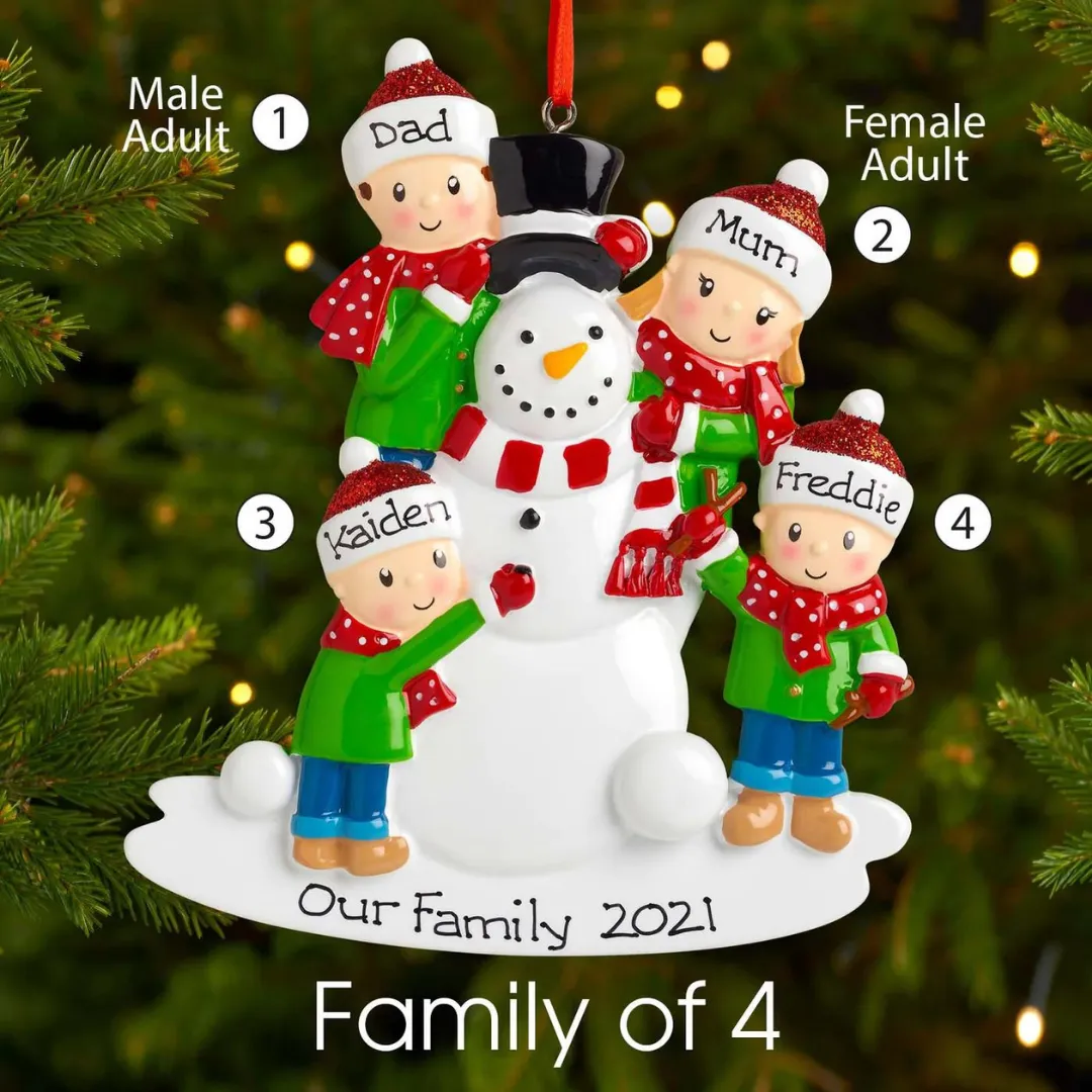 Personalized Family Christmas Ornament Custom 5 Names Hanging Ornament Gifts For Family