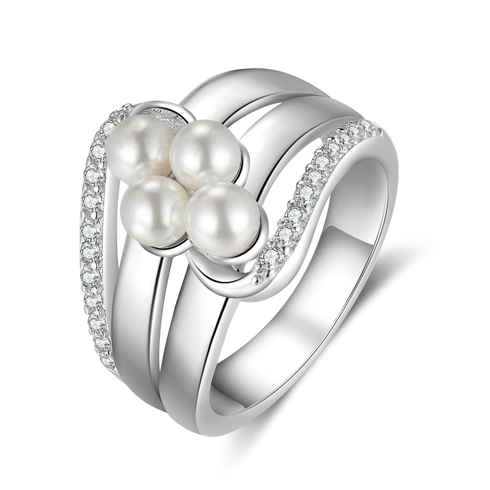 Personalized Pearl Ring Engrave 4 Names Gifts For Her
