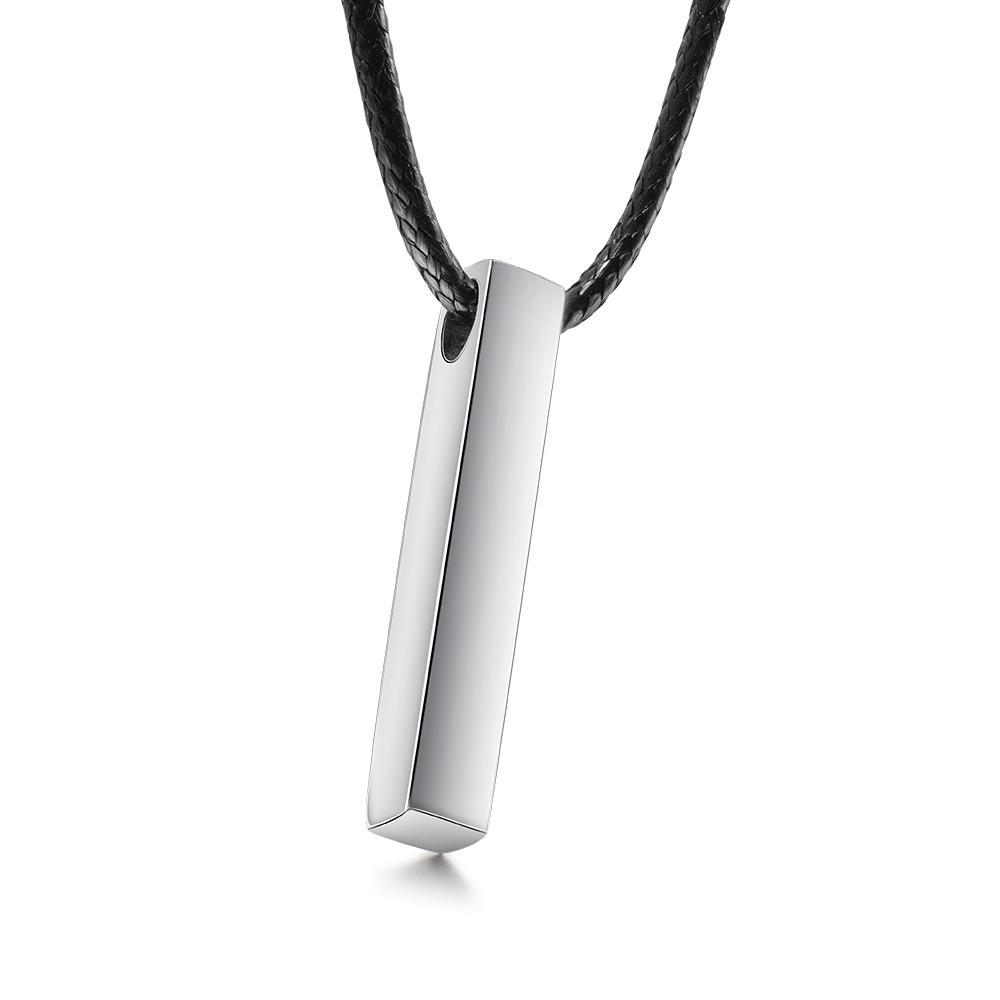Men Vertical Bar Necklace Engraved 4 Side 3D Bar Necklace Personalized with 4 Names