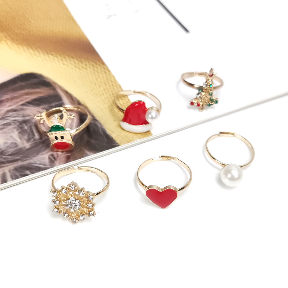 Christmas Adjustable Rings Set Ideal Gift for Family Members