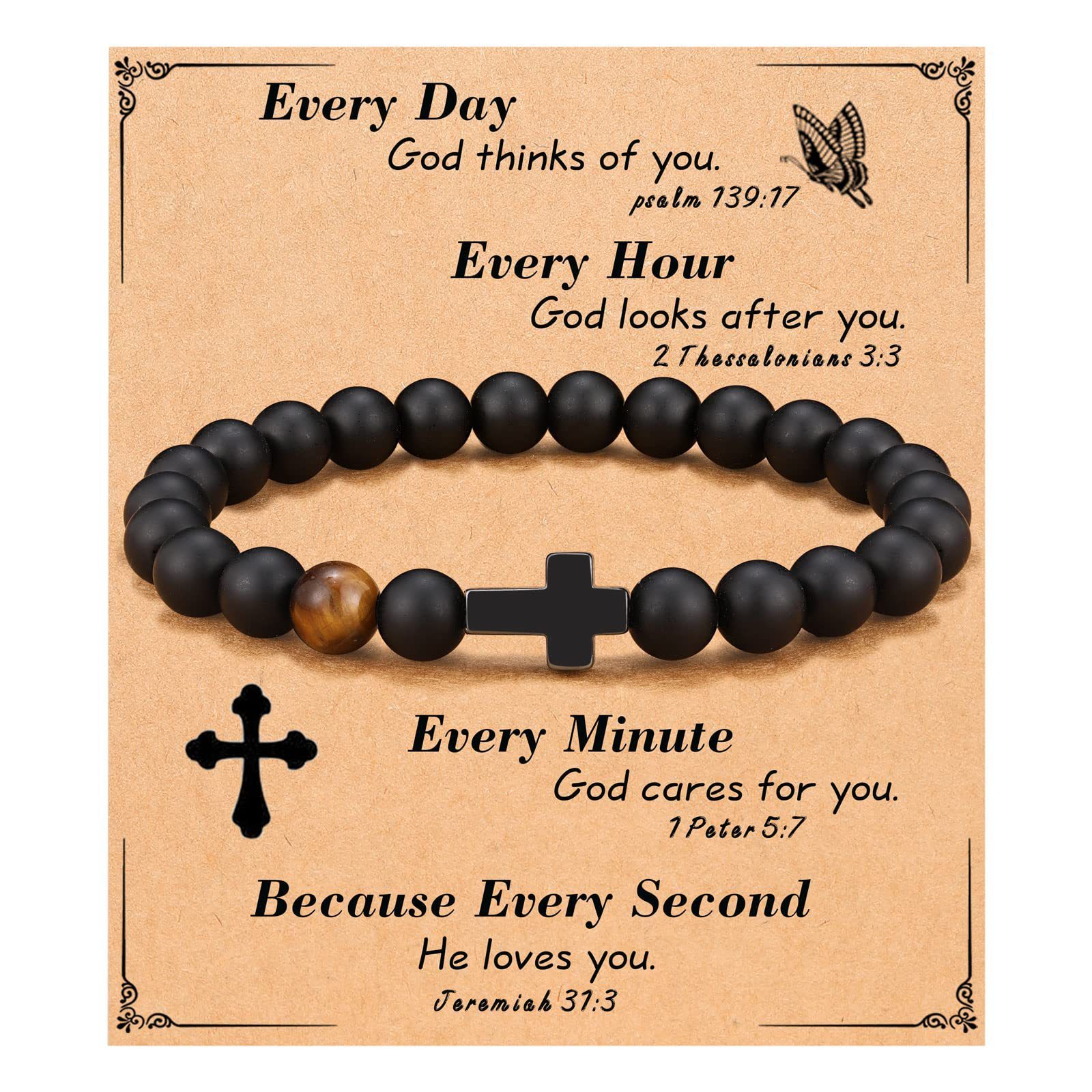 Black Gallstone Cross Bracelet Beads Bracelet