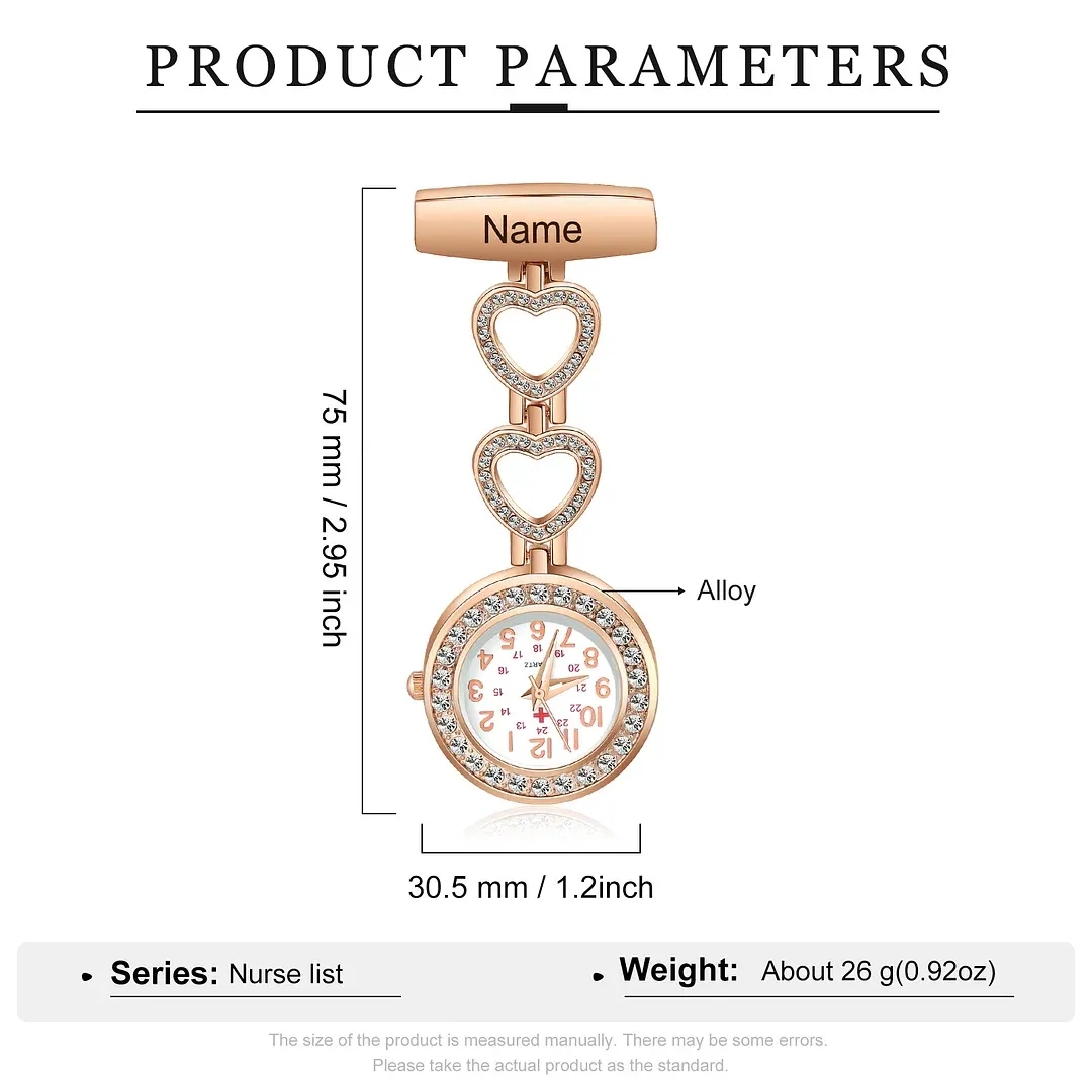 Personalized Name & Text Nurse Watch Portable Nurse Watch with Lapel Pin Gift for Doctor/Nurse