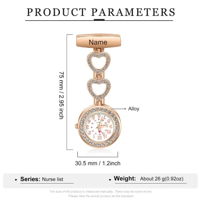 Personalized Name & Text Nurse Watch Portable Nurse Watch with Lapel Pin Gift for Doctor/Nurse