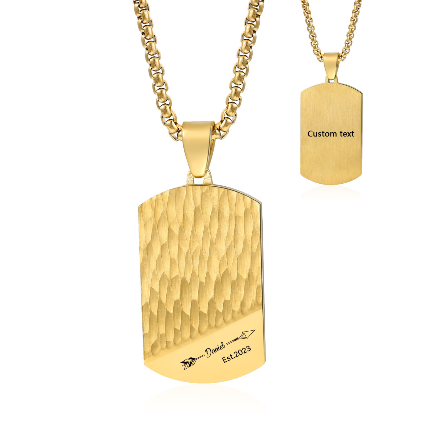 Personalized Men's Necklace Engraved Name & Date & Text Dog Tag Necklace Stainless Steel Gift for Him