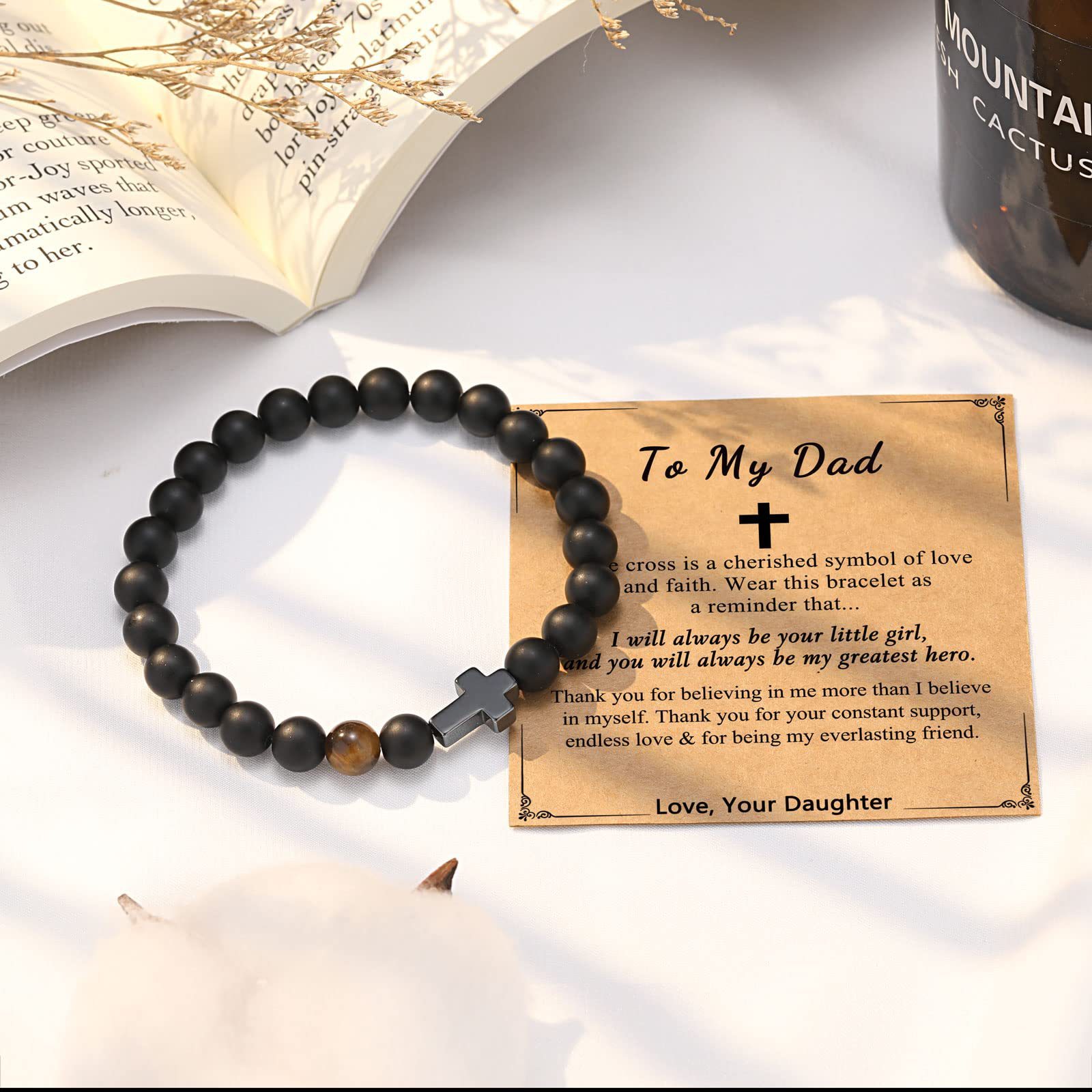 Black Gallstone Cross Bracelet Beads Bracelet