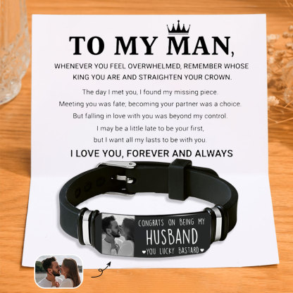 Personalized Men Bracelet Congrats on Being My Husband Gift Set for Him