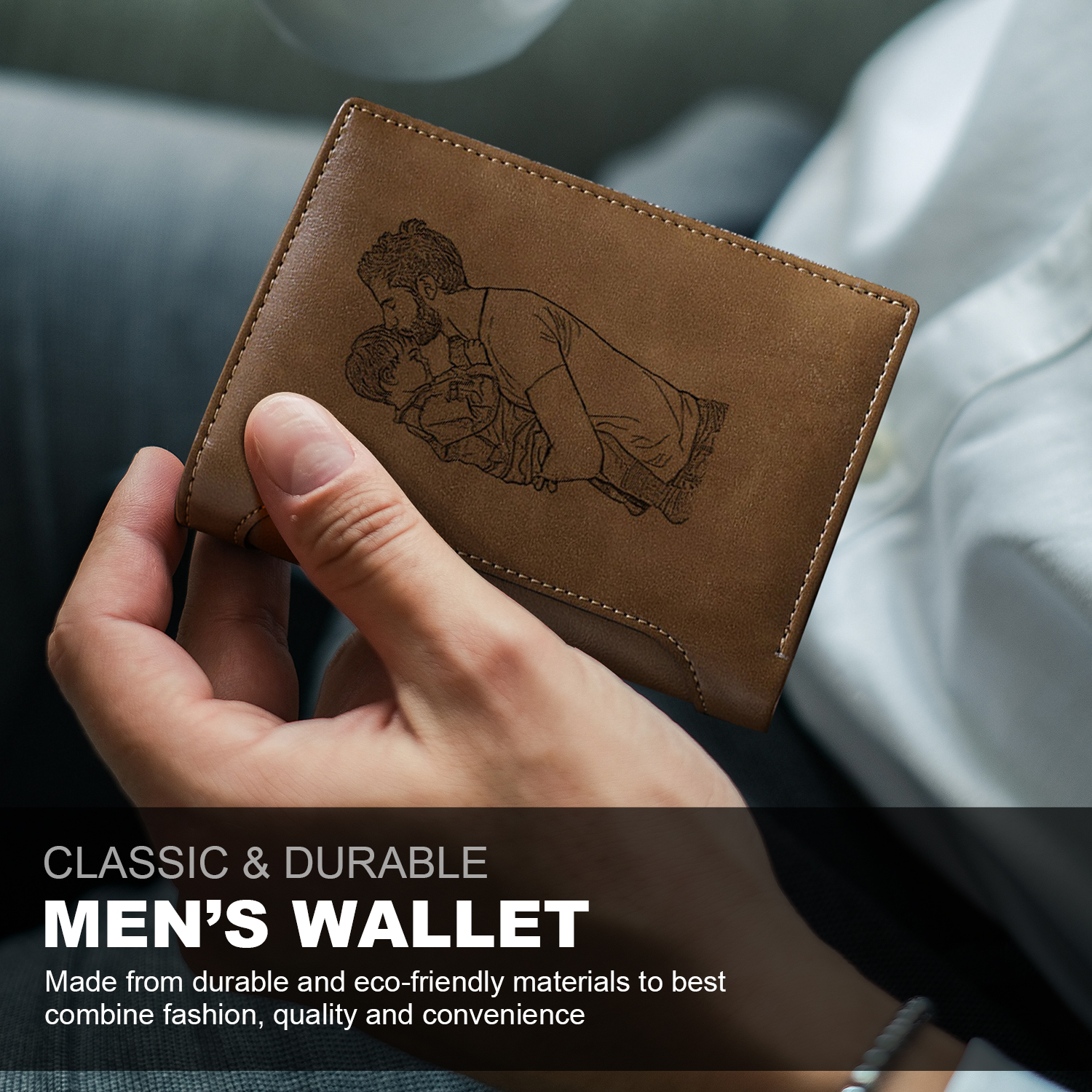 Men Photo Wallet Personalized Monogram Wallet for Him