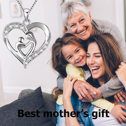 Mother and Child Heart Necklace Engraved with 2 Names Love Necklace Sterling Silver